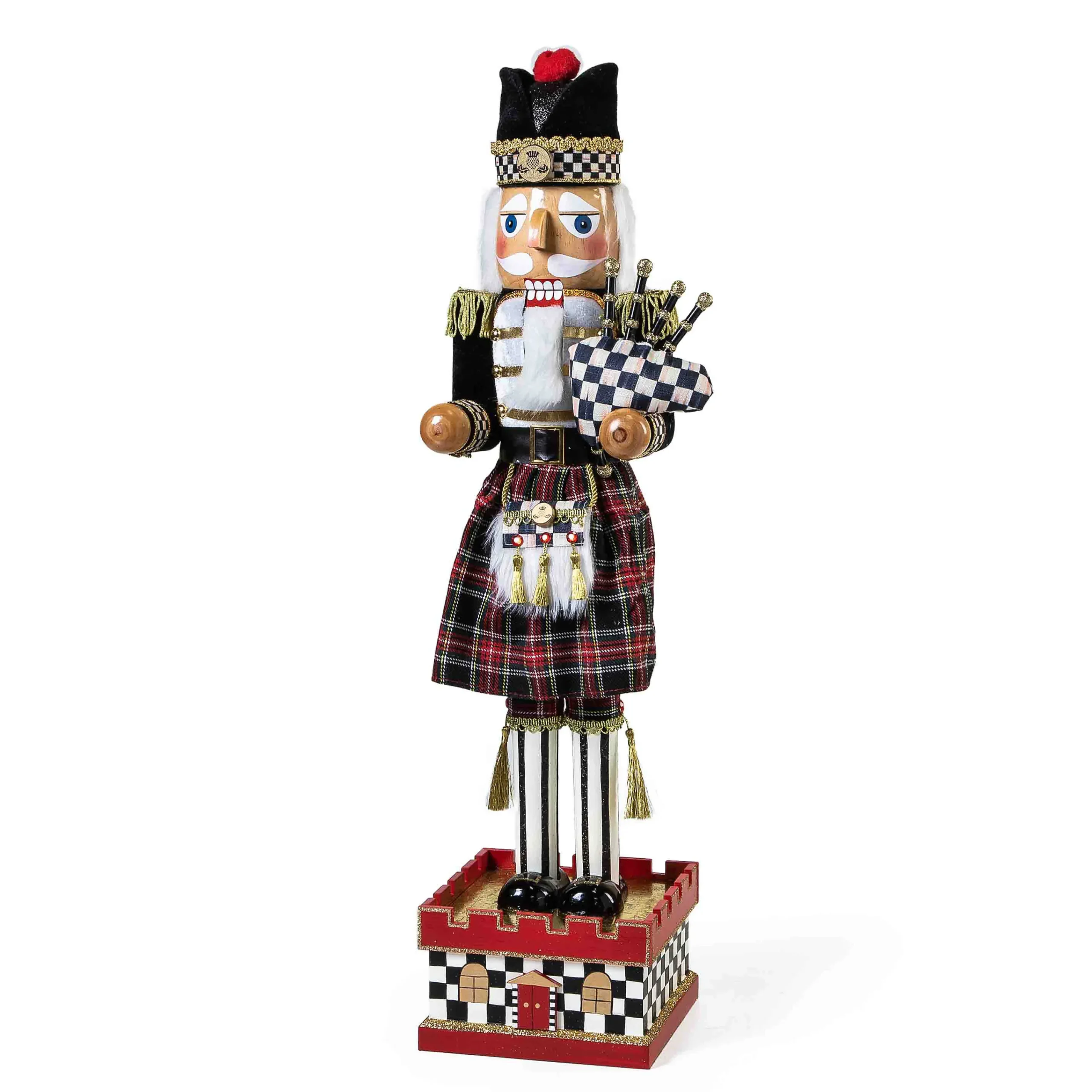 MacKenzie-Childs Tartastic Bagpiper Nutcracker| Holiday|Room Accents