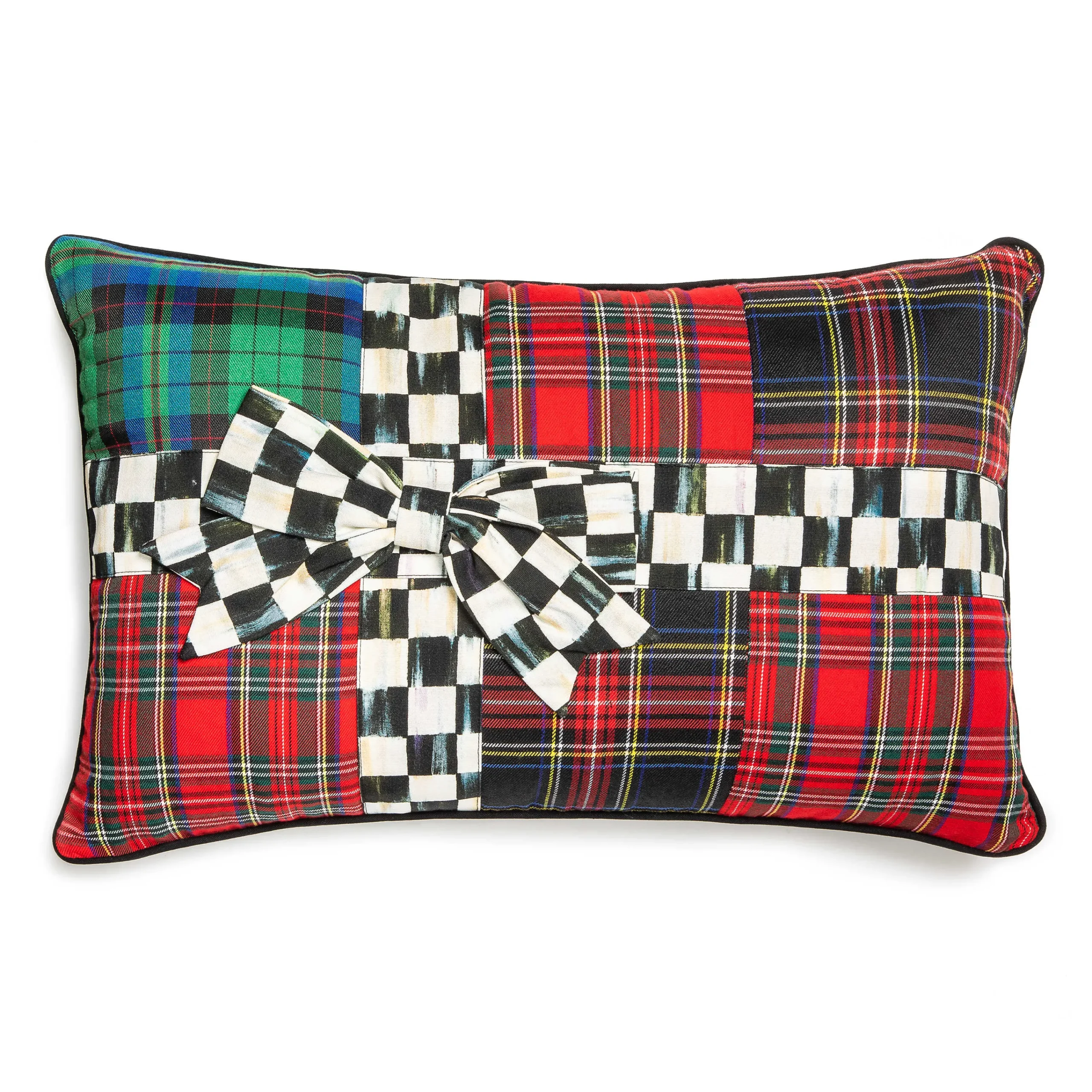 MacKenzie-Childs Tartastic Bow Lumbar Pillow| Holiday|Pillows, Throws, & Cushions
