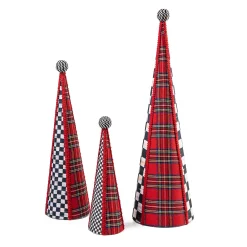 MacKenzie-Childs Tartastic Cone Trees, Set of 3| Holiday|Decor Sets