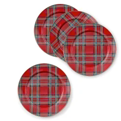 MacKenzie-Childs Tartastic Enamel Charger - Red, Set of 4| Holiday|Kitchen & Dining Sets