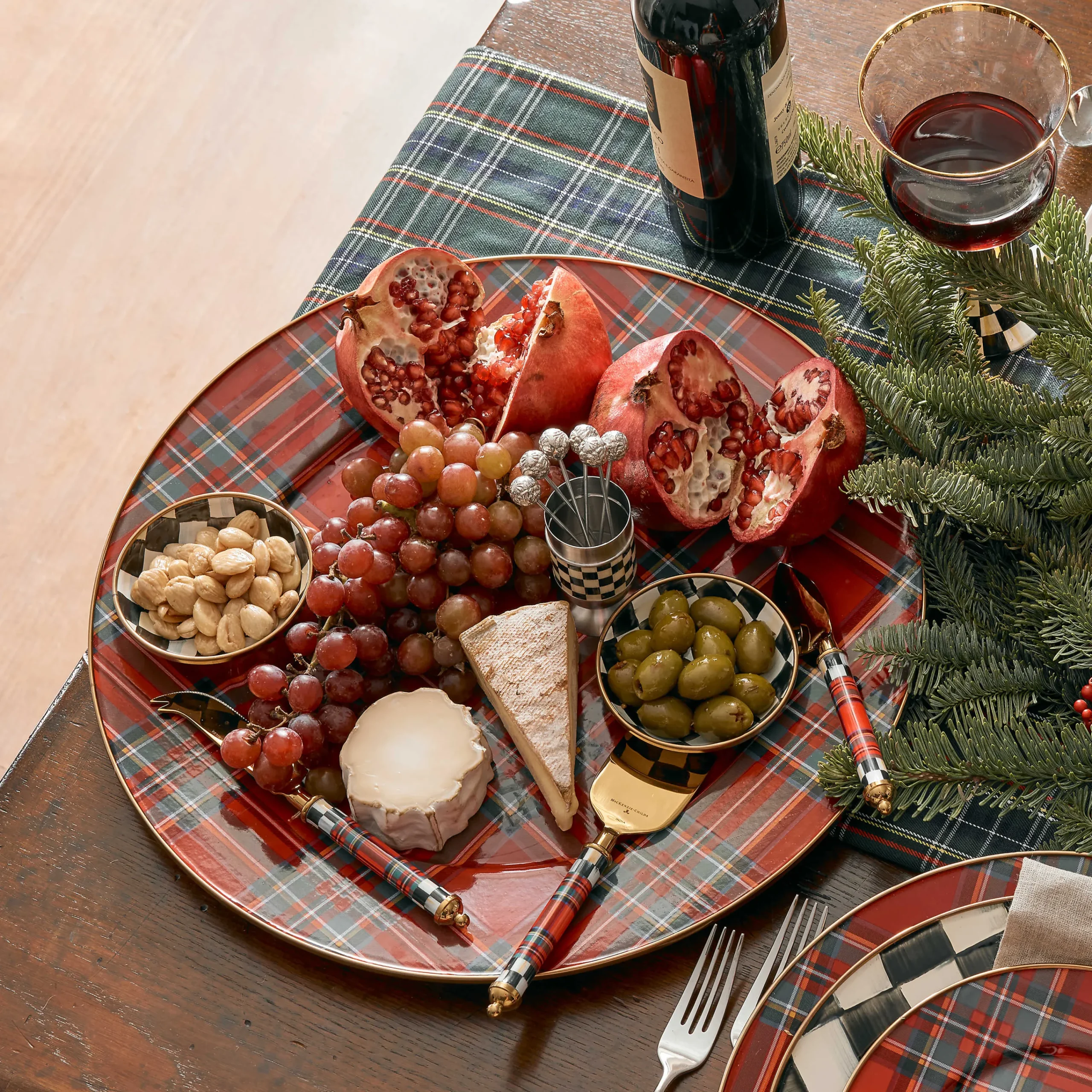 MacKenzie-Childs Tartastic Enamel Serving Platter - Red| Holiday|Serveware