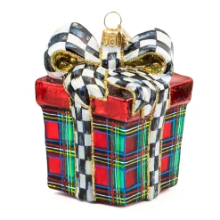MacKenzie-Childs Tartastic Gift Glass Ornament| Holiday