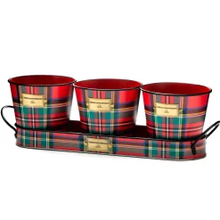 MacKenzie-Childs Tartastic Herb Pots, Set of 3| Holiday|Greenery & Florals