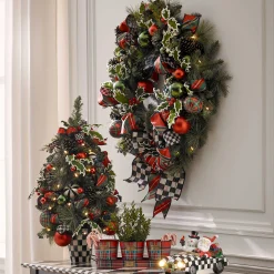 MacKenzie-Childs Tartastic Herb Pots, Set of 3| Holiday|Greenery & Florals