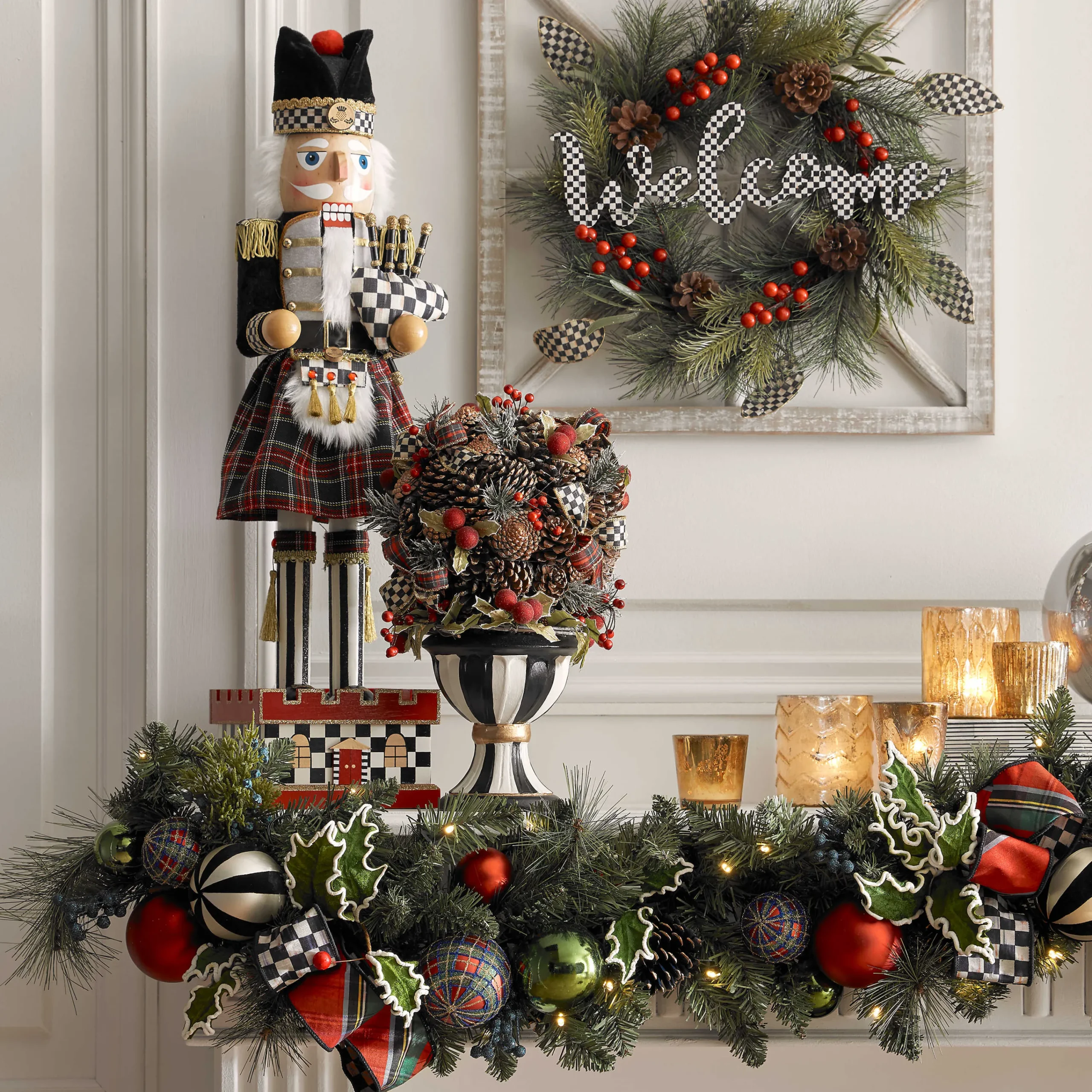 MacKenzie-Childs Tartastic Illuminated Garland| Holiday|Greenery & Florals