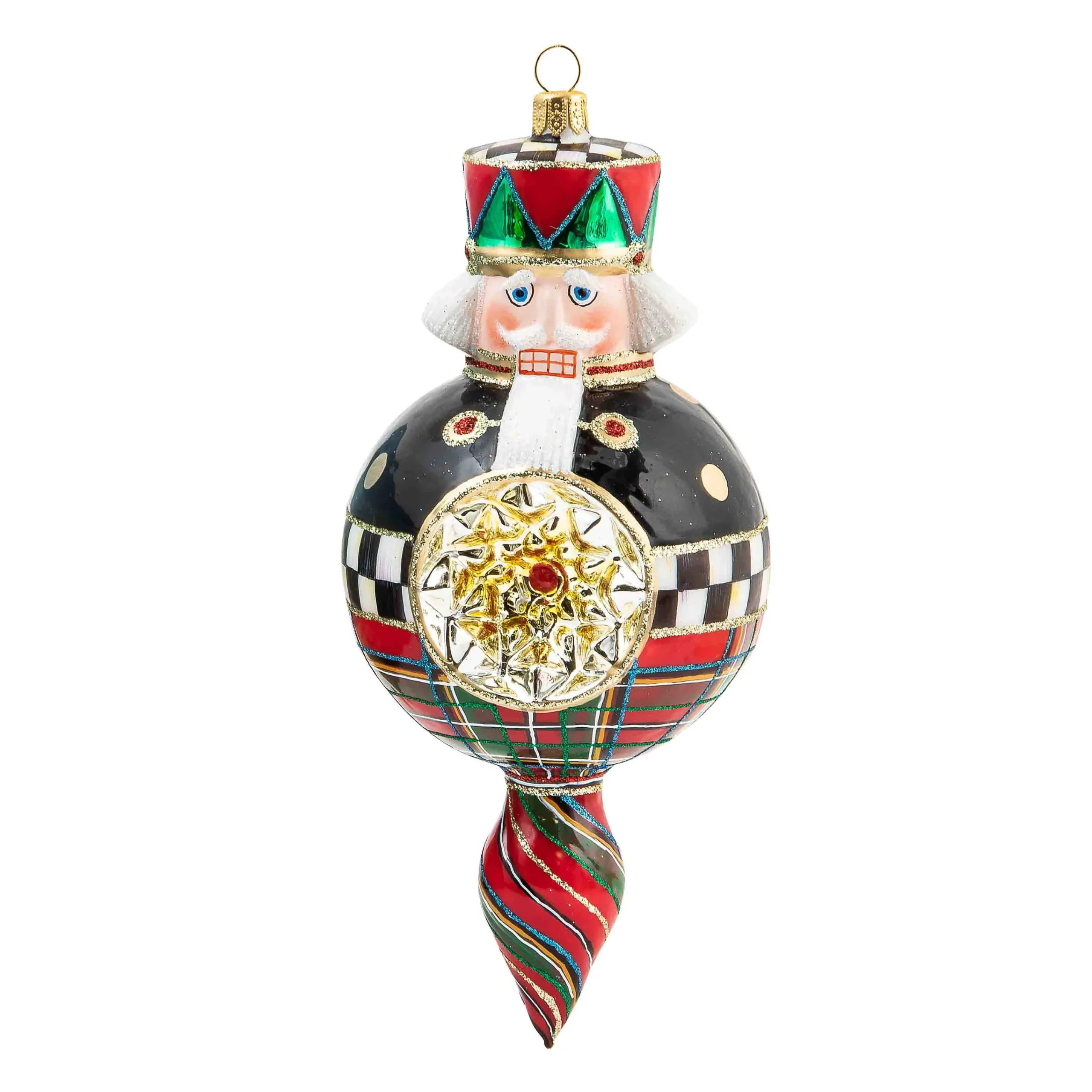 MacKenzie-Childs Tartastic Nutcracker Glass Ornament| Holiday