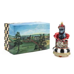 MacKenzie-Childs Tartastic Scotty Surprise Glass Ornament| Holiday