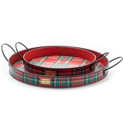 MacKenzie-Childs Tartastic Serving Trays, Set of 2| Holiday|Outdoor
