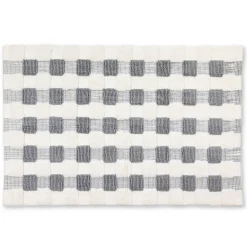 MacKenzie-Childs Texture Check Sterling White Basic Bath Rug| Bath & Bath Accessories|Rugs