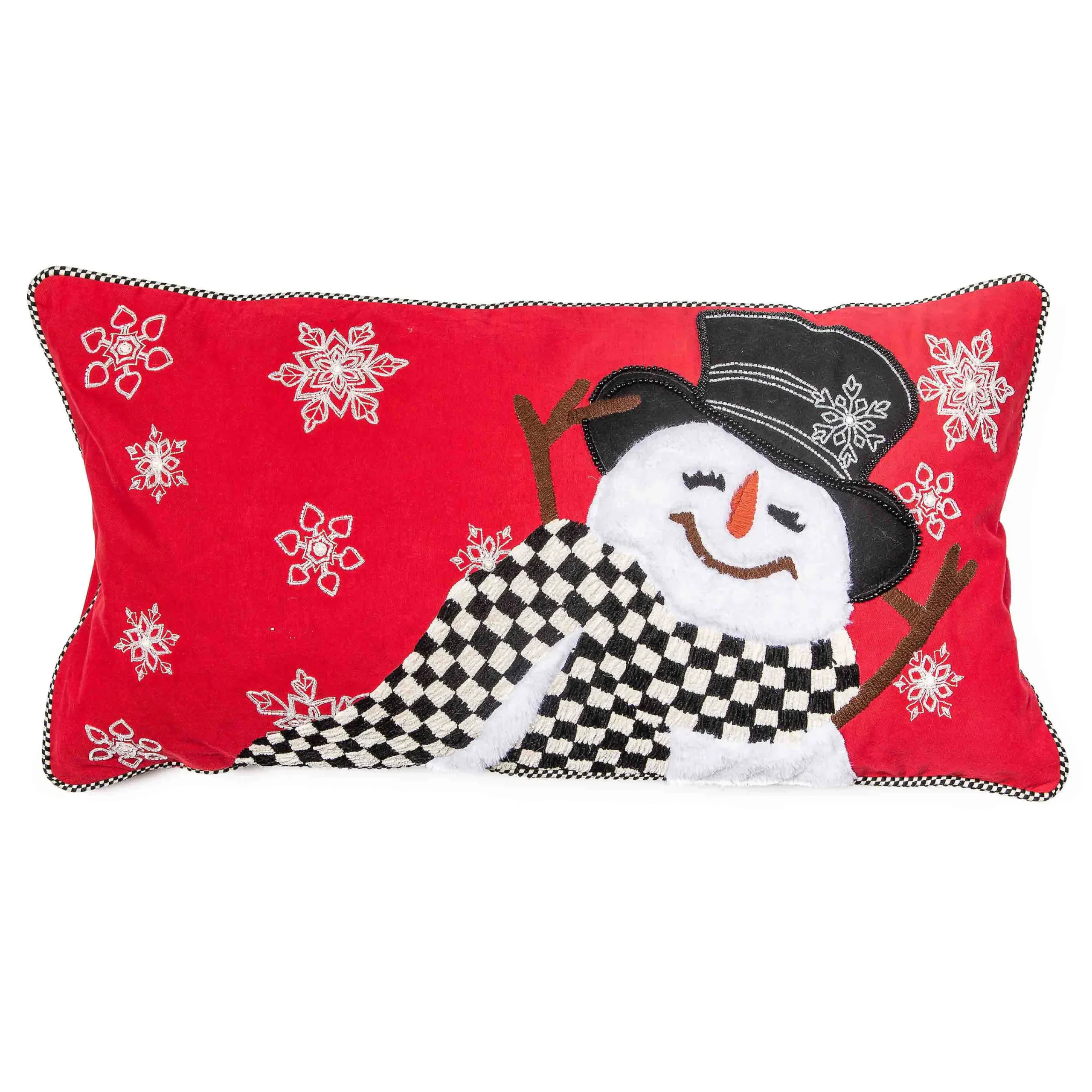 MacKenzie-Childs Top Hat Snowman Lumbar Pillow| Holiday|Pillows, Throws, & Cushions