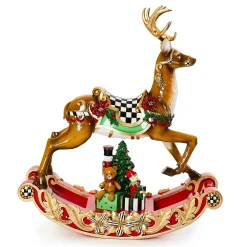 MacKenzie-Childs Traditional Christmas Illuminated Rocking Reindeer| Room Accents
