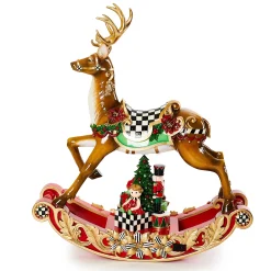 MacKenzie-Childs Traditional Christmas Illuminated Rocking Reindeer| Room Accents