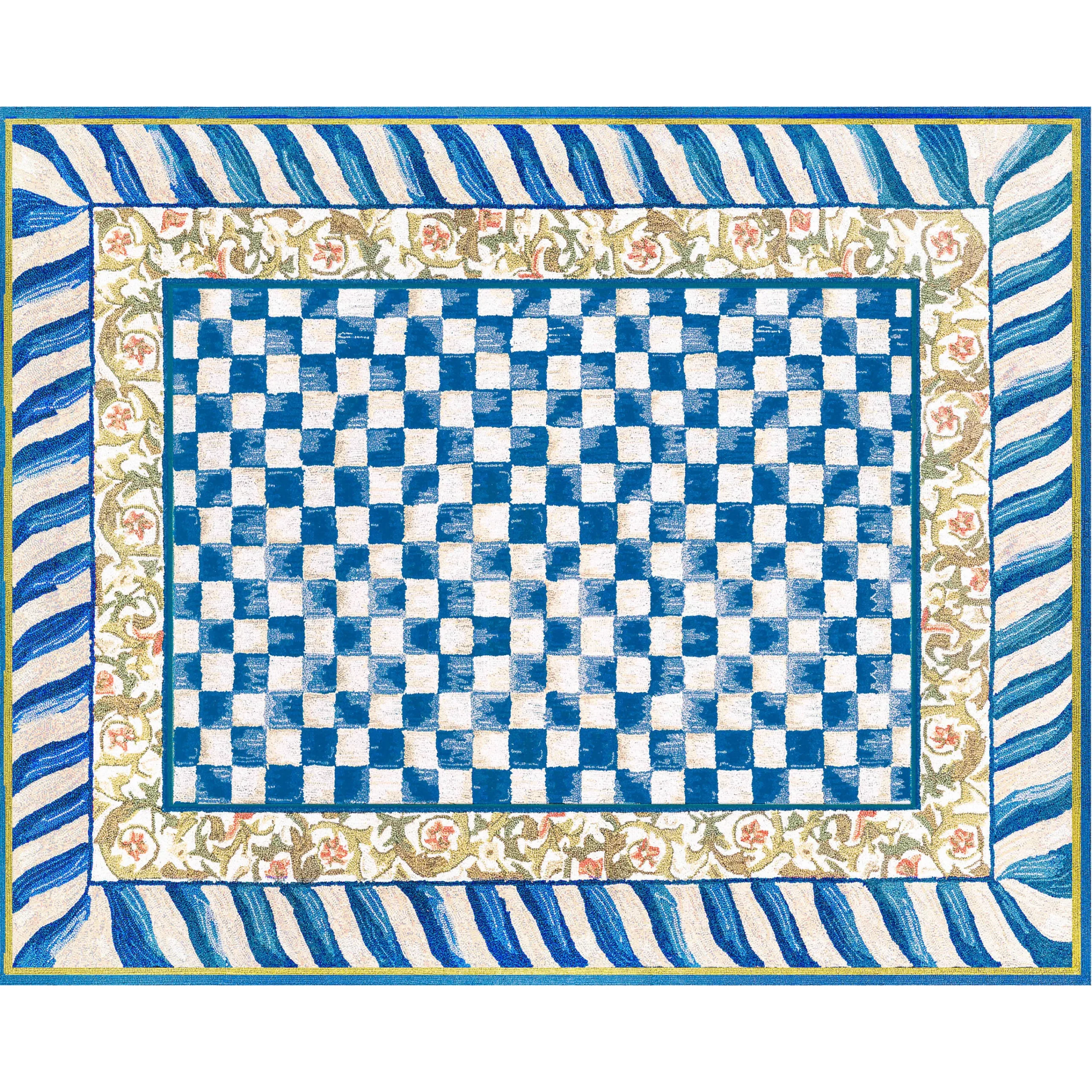 MacKenzie-Childs Truly Royal Check 8' x 10' Washable Rug| Rugs