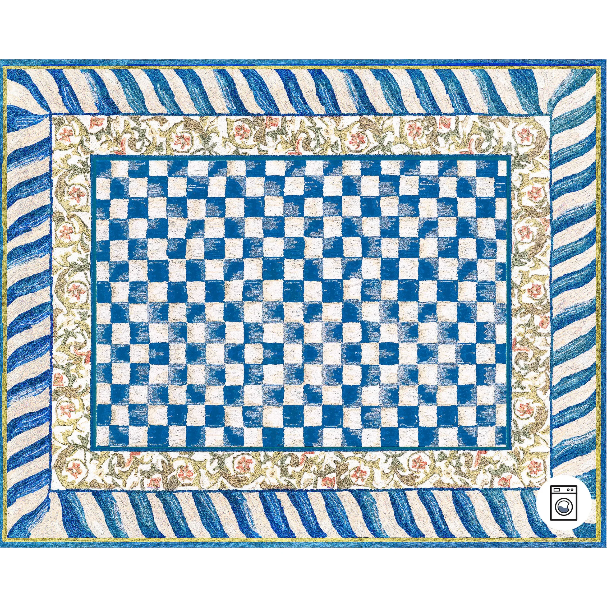 MacKenzie-Childs Truly Royal Check 8' x 10' Washable Rug| Rugs