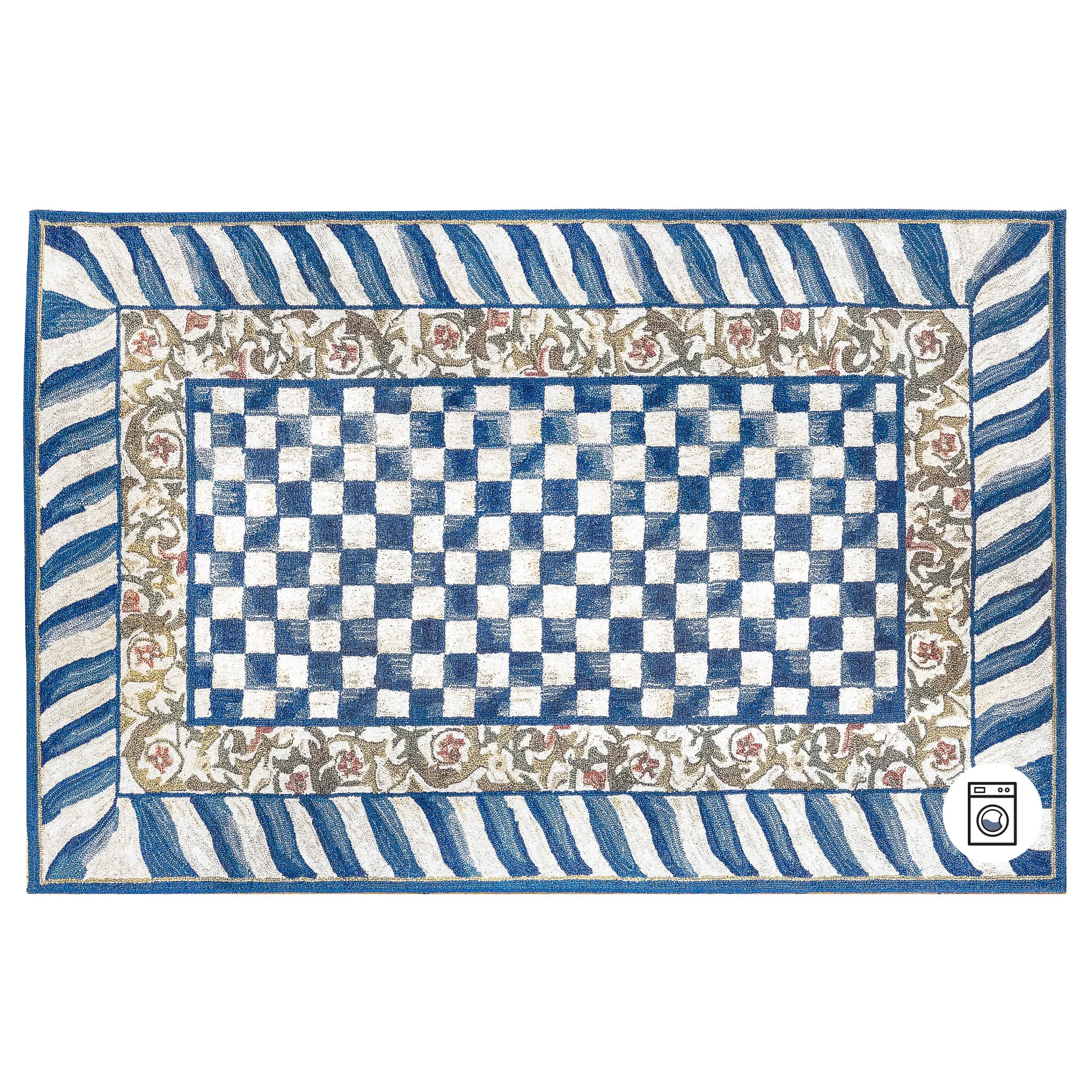 MacKenzie-Childs Truly Royal Check 5' x 7'6 Washable Rug| Rugs