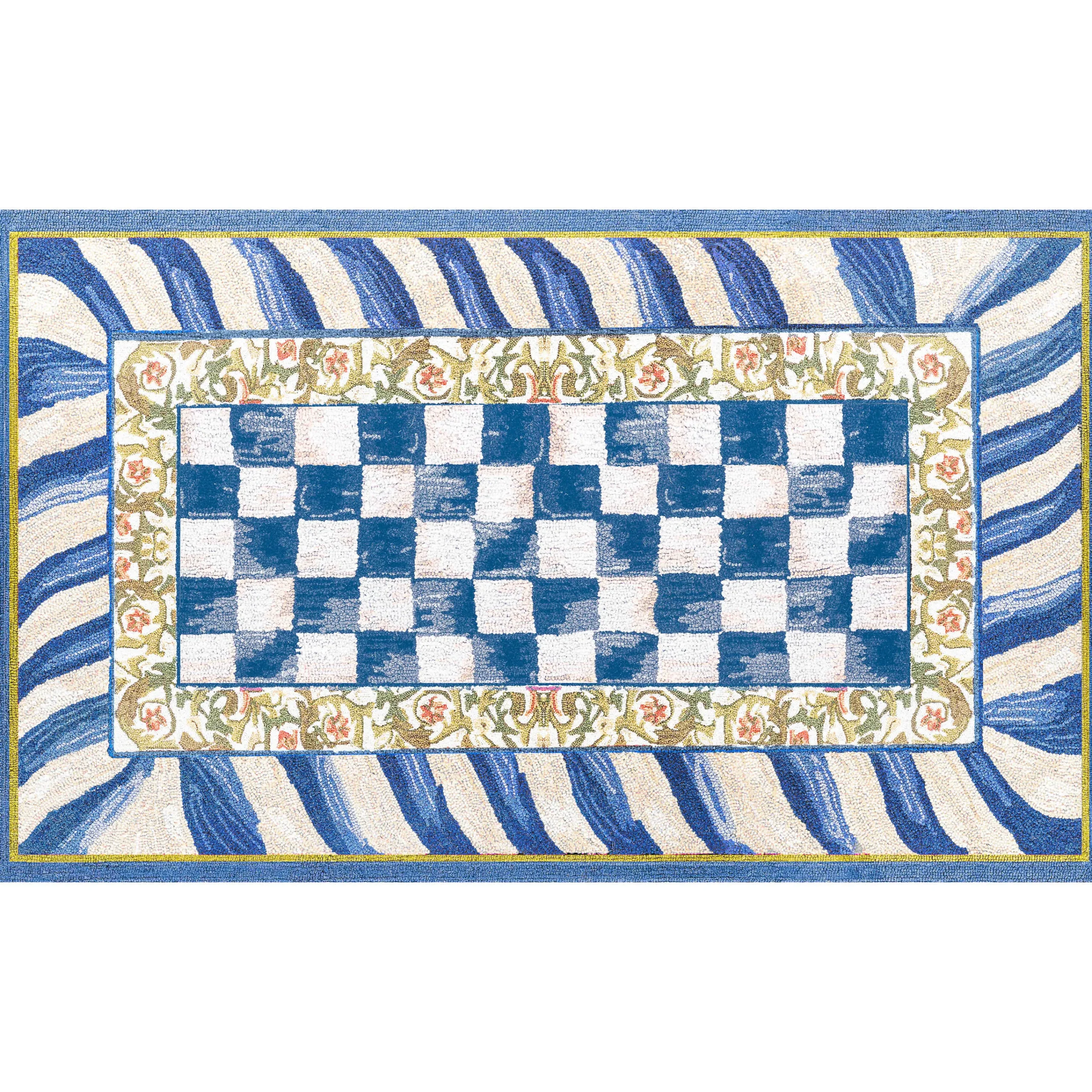 MacKenzie-Childs Truly Royal Check 3' x 5' Washable Rug| Rugs