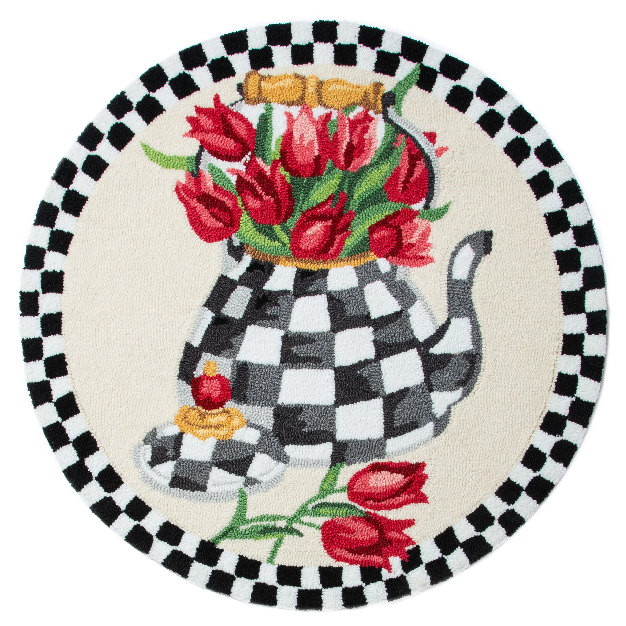 MacKenzie-Childs Tulip Kettle 3' Round Rug| Rugs