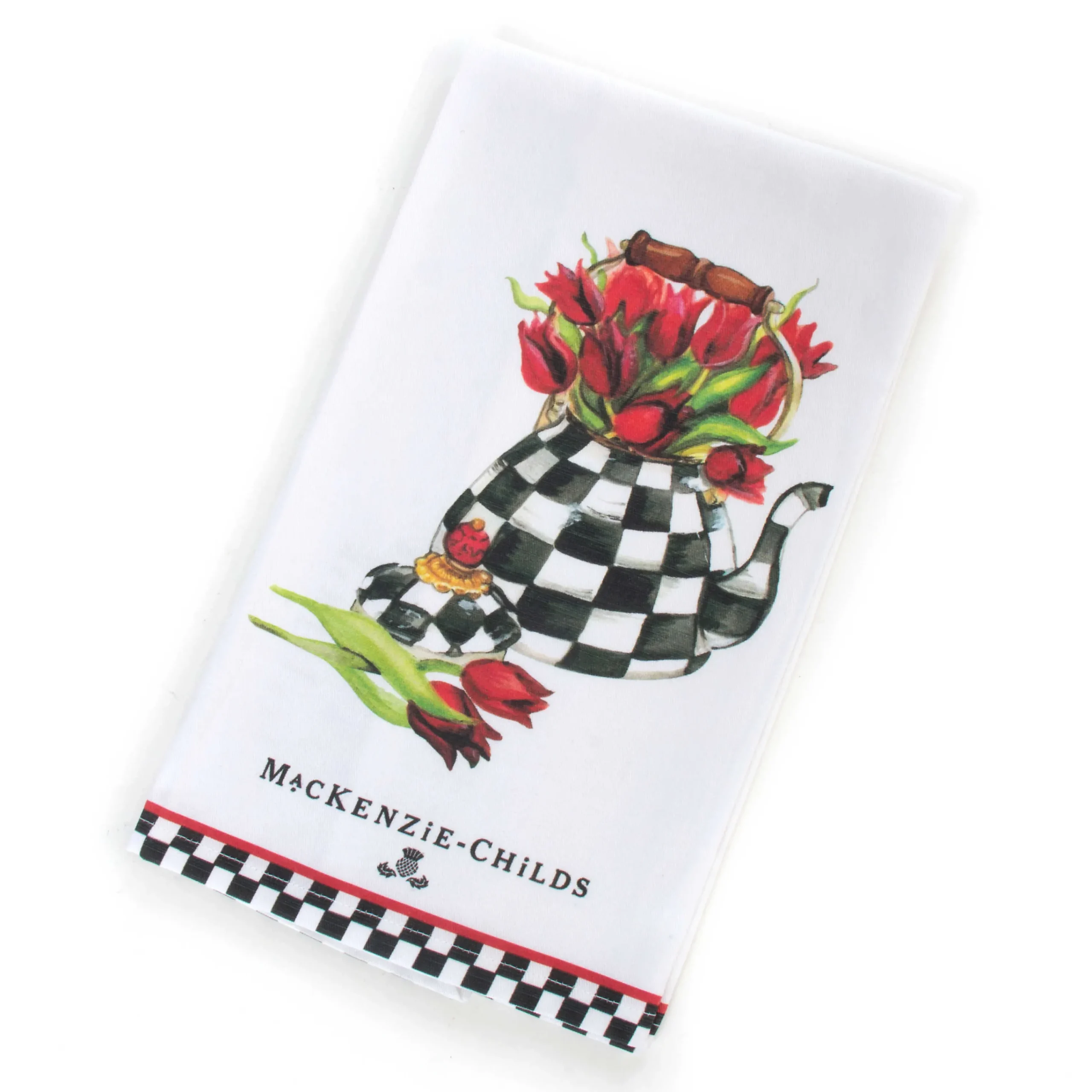 MacKenzie-Childs Tulip Tea Kettle Dish Towel| Spring|Kitchen & Table Linens