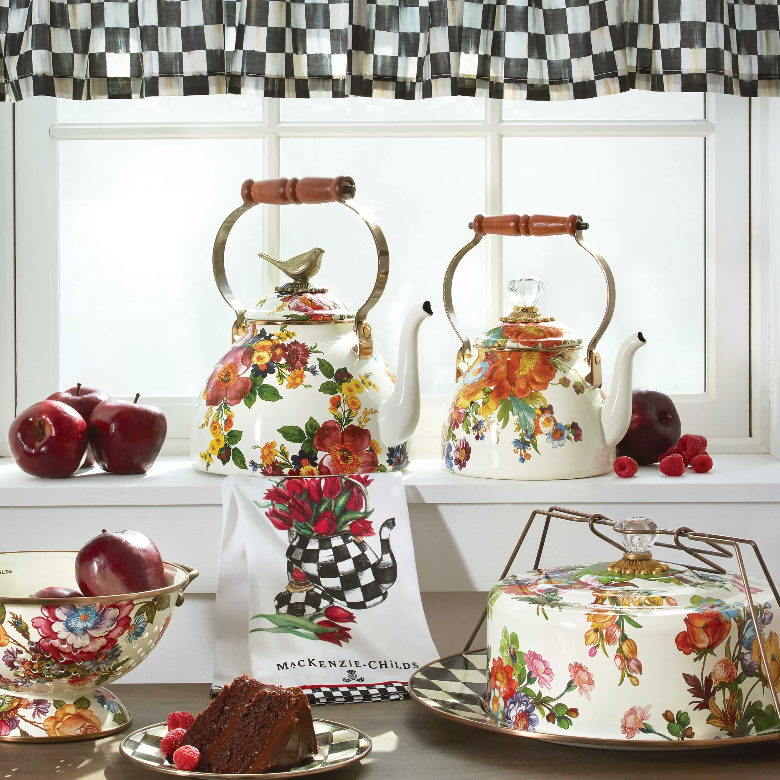 MacKenzie-Childs Tulip Tea Kettle Dish Towel| Spring|Kitchen & Table Linens