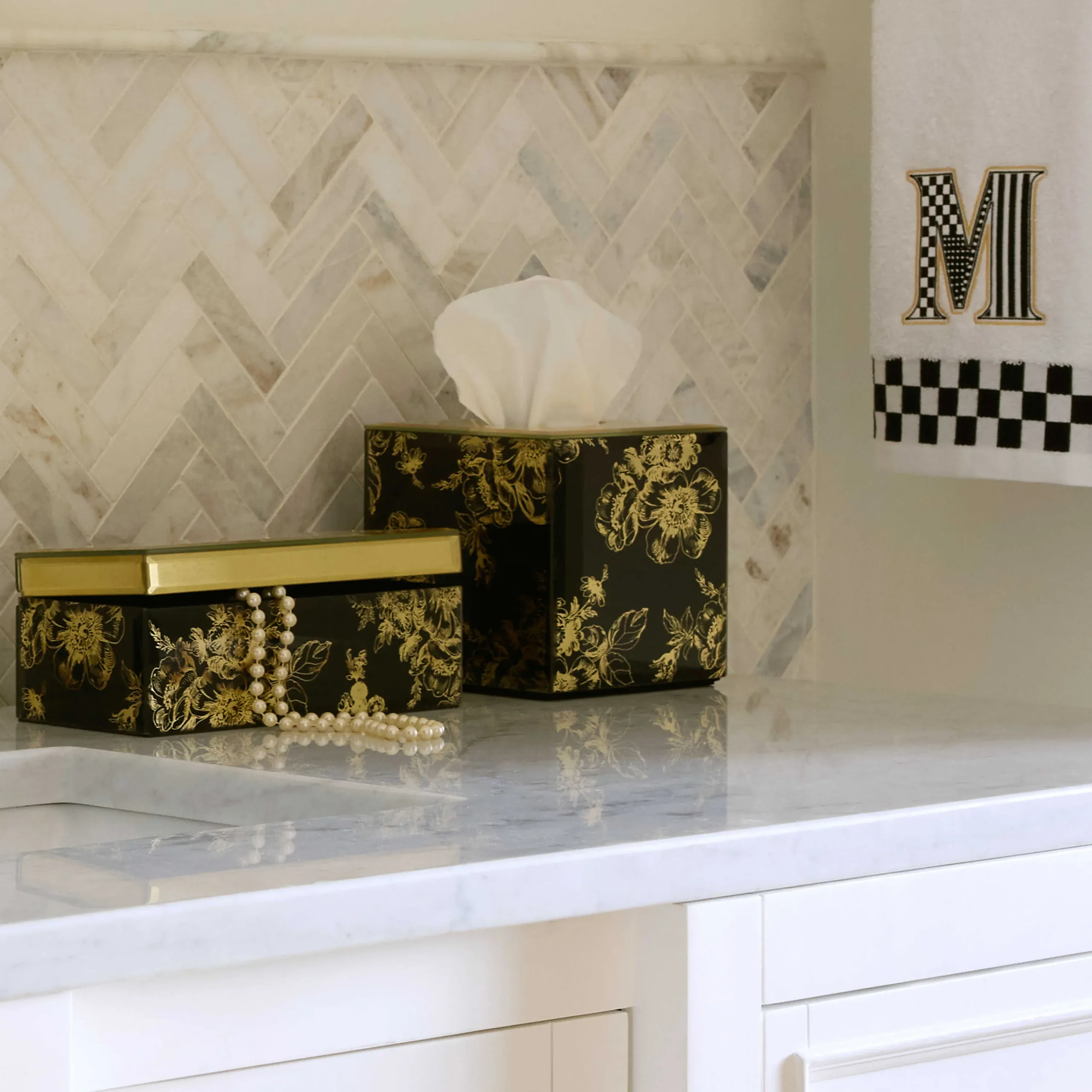 MacKenzie-Childs Twilight Toile Boutique Tissue Box Cover| Bath & Bath Accessories