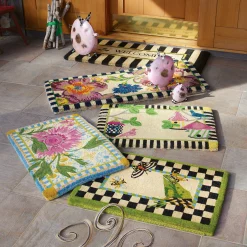 MacKenzie-Childs Welcome Awning Stripe Double Door Entrance Mat| Rugs