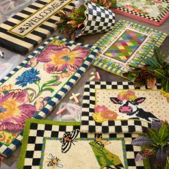 MacKenzie-Childs Welcome Awning Stripe Double Door Entrance Mat| Rugs