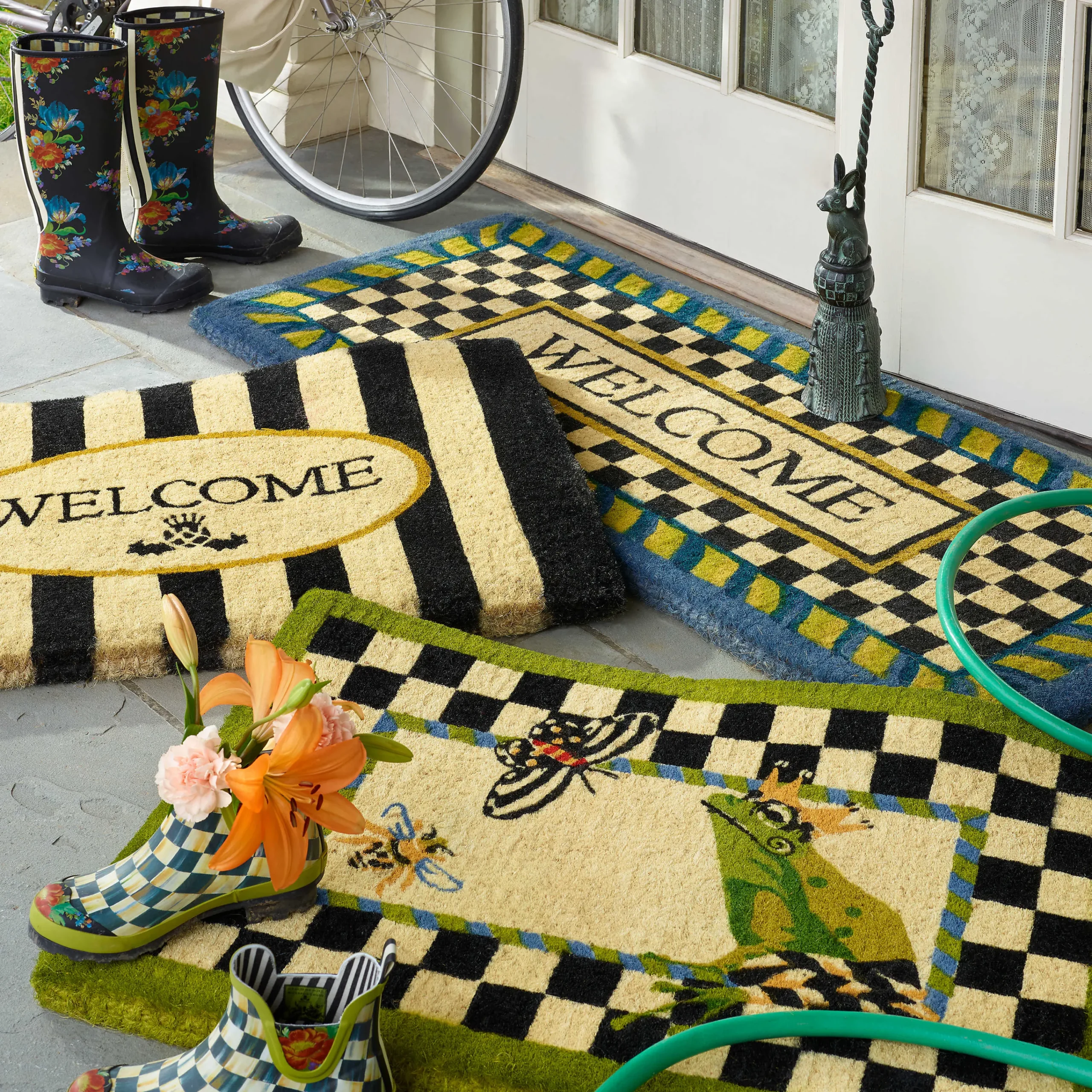 MacKenzie-Childs Welcome Awning Stripe Entrance Mat| Rugs