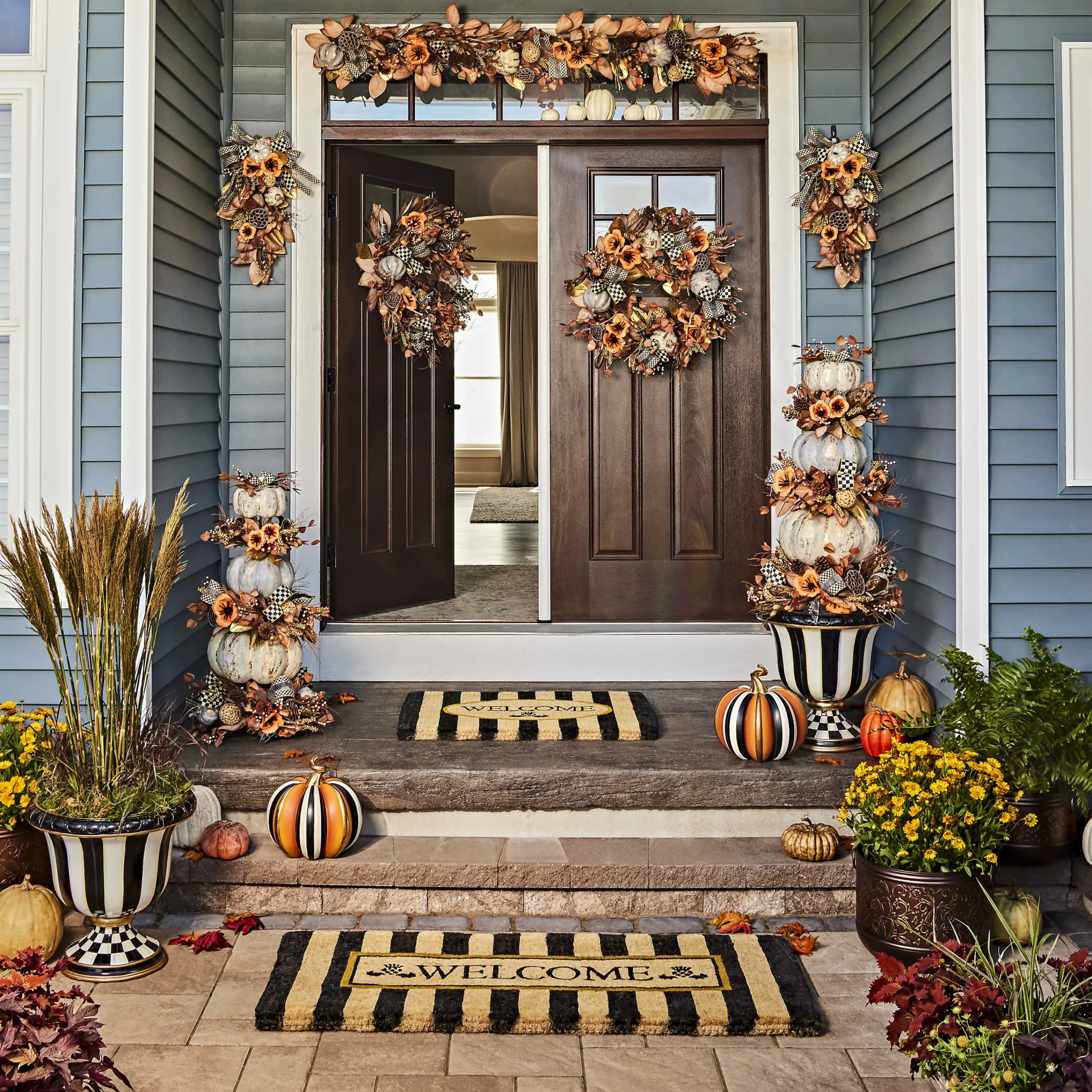 MacKenzie-Childs Welcome Awning Stripe Entrance Mat| Rugs