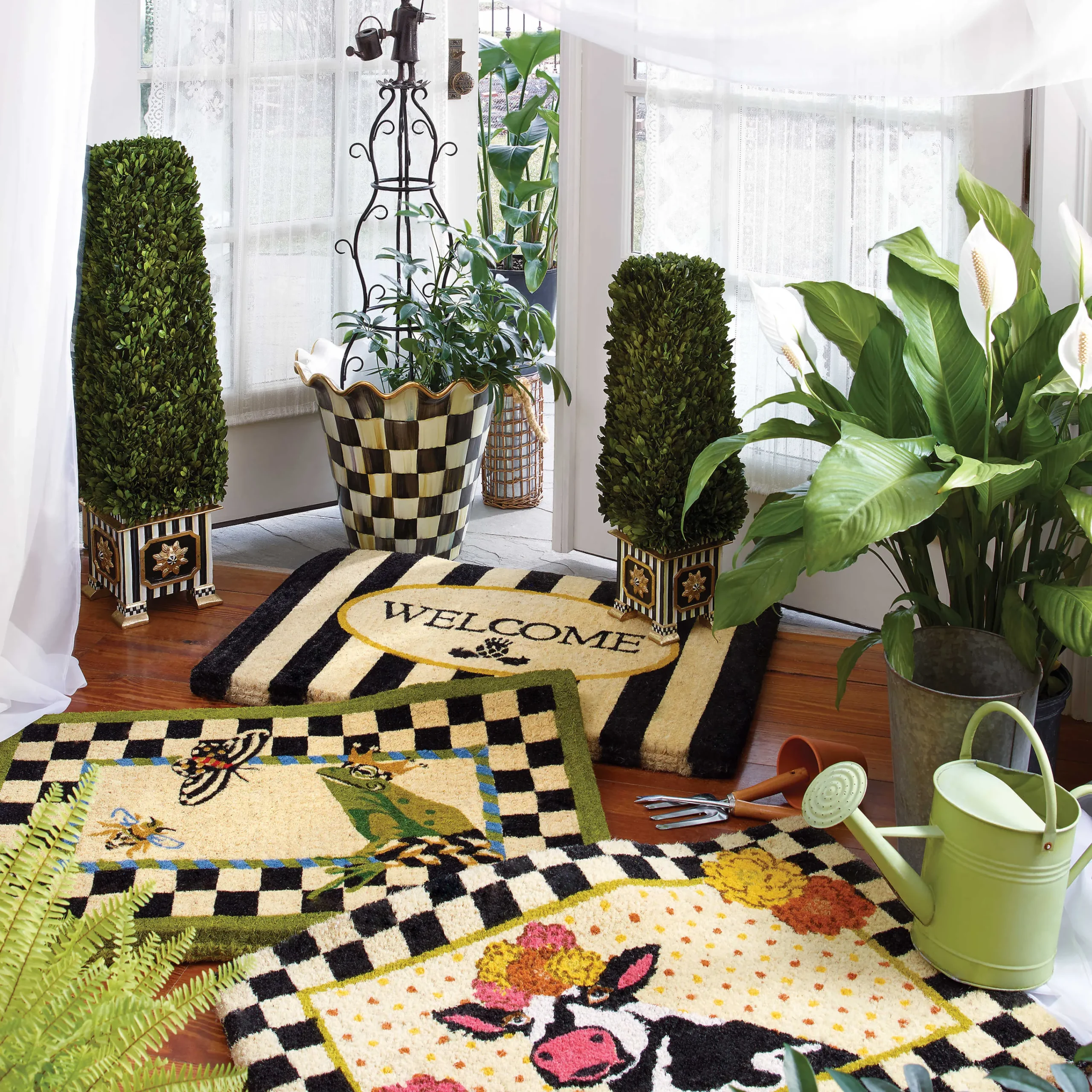 MacKenzie-Childs Welcome Awning Stripe Entrance Mat| Rugs