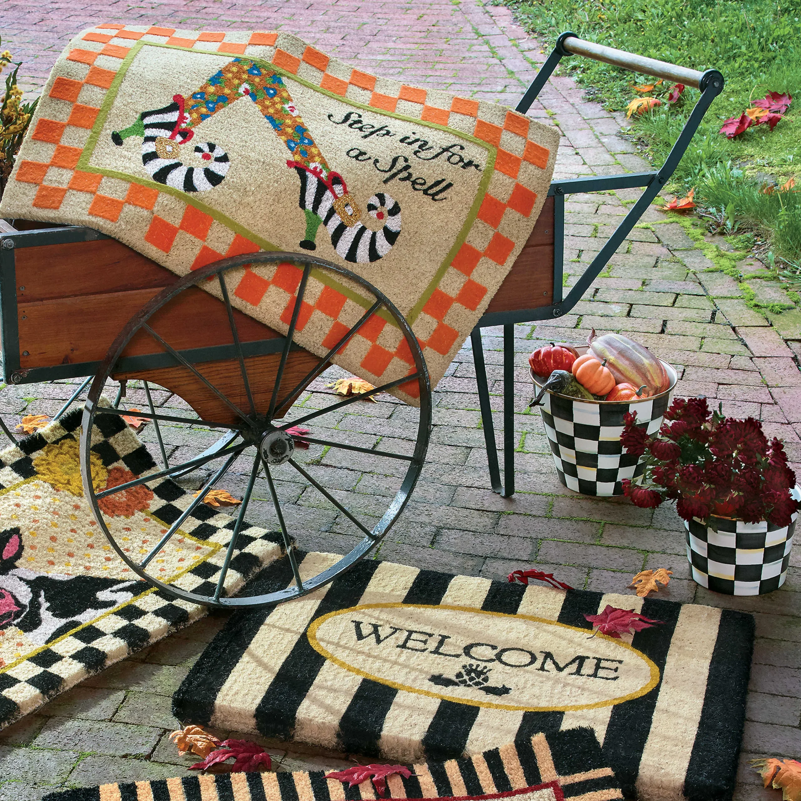 MacKenzie-Childs Welcome Awning Stripe Entrance Mat| Rugs
