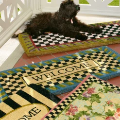 MacKenzie-Childs Welcome Periwinkle Double Door Entrance Mat| Rugs