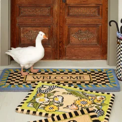 MacKenzie-Childs Welcome Periwinkle Double Door Entrance Mat| Rugs