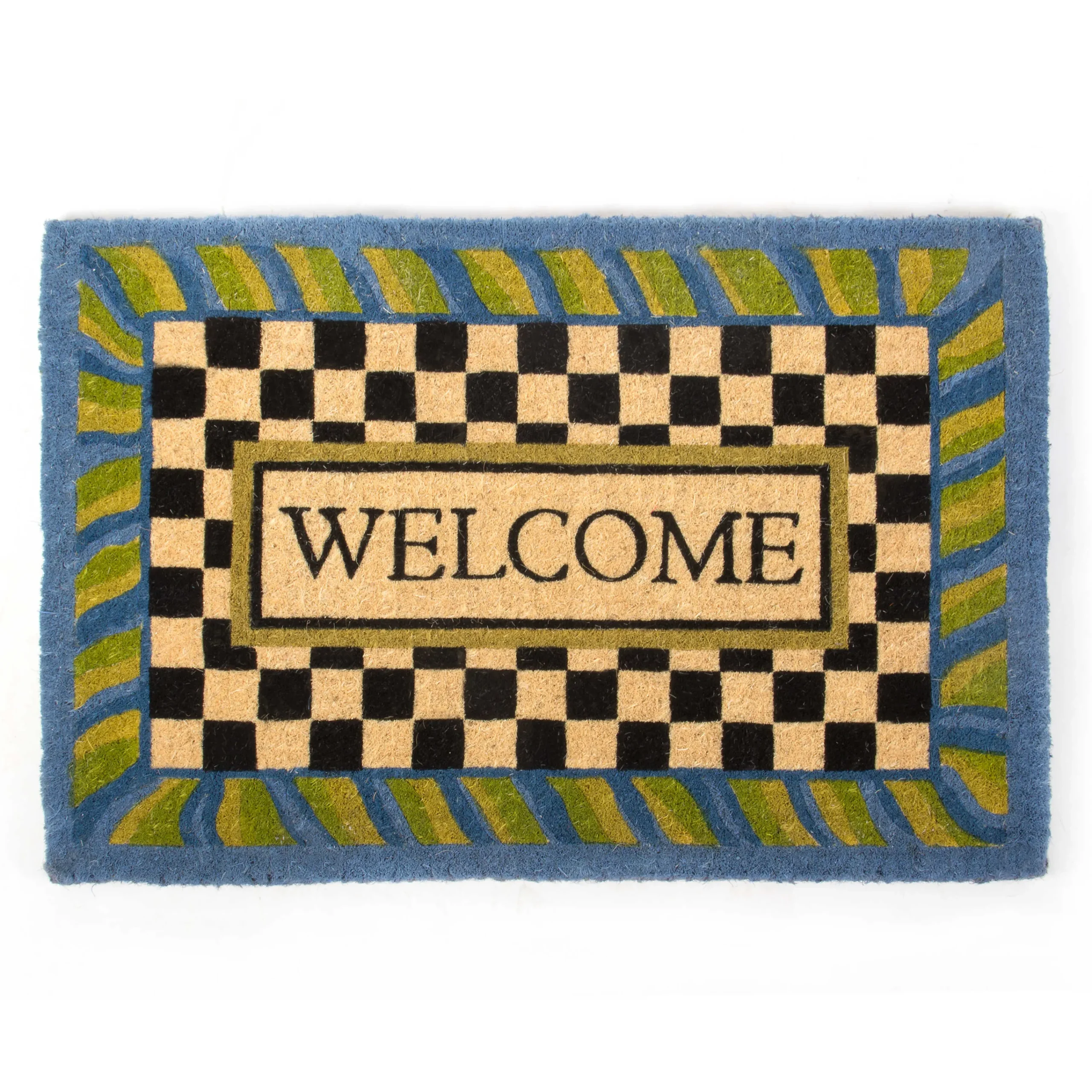 MacKenzie-Childs Welcome Periwinkle Entrance Mat| Rugs