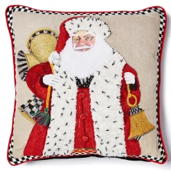 MacKenzie-Childs Westminster Santa Embellished Throw Pillow| Pillows, Throws, & Cushions