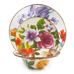 MacKenzie-Childs White Flower Market 3 Piece Place Setting| Kitchen & Dining Sets|Dinnerware & Flatware