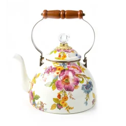 MacKenzie-Childs White Flower Market 3 Quart Tea Kettle| Tea Kettles