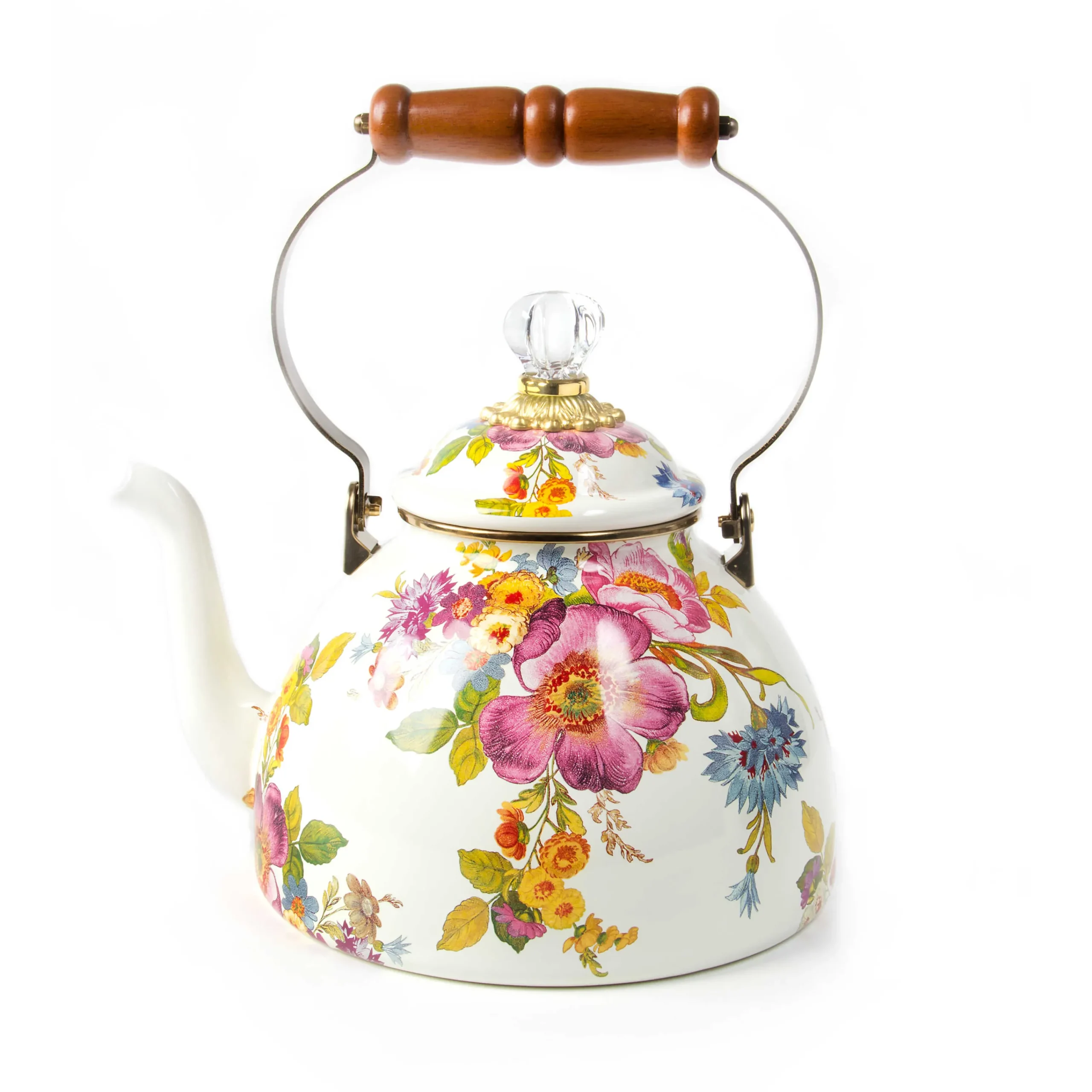 MacKenzie-Childs White Flower Market 3 Quart Tea Kettle| Tea Kettles