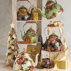 MacKenzie-Childs White Flower Market 3 Quart Tea Kettle| Tea Kettles