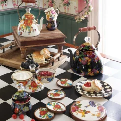 MacKenzie-Childs White Flower Market 2 Quart Tea Kettle| The Coffee Shop|Tea Kettles
