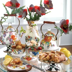 MacKenzie-Childs White Flower Market 2 Quart Tea Kettle| The Coffee Shop|Tea Kettles