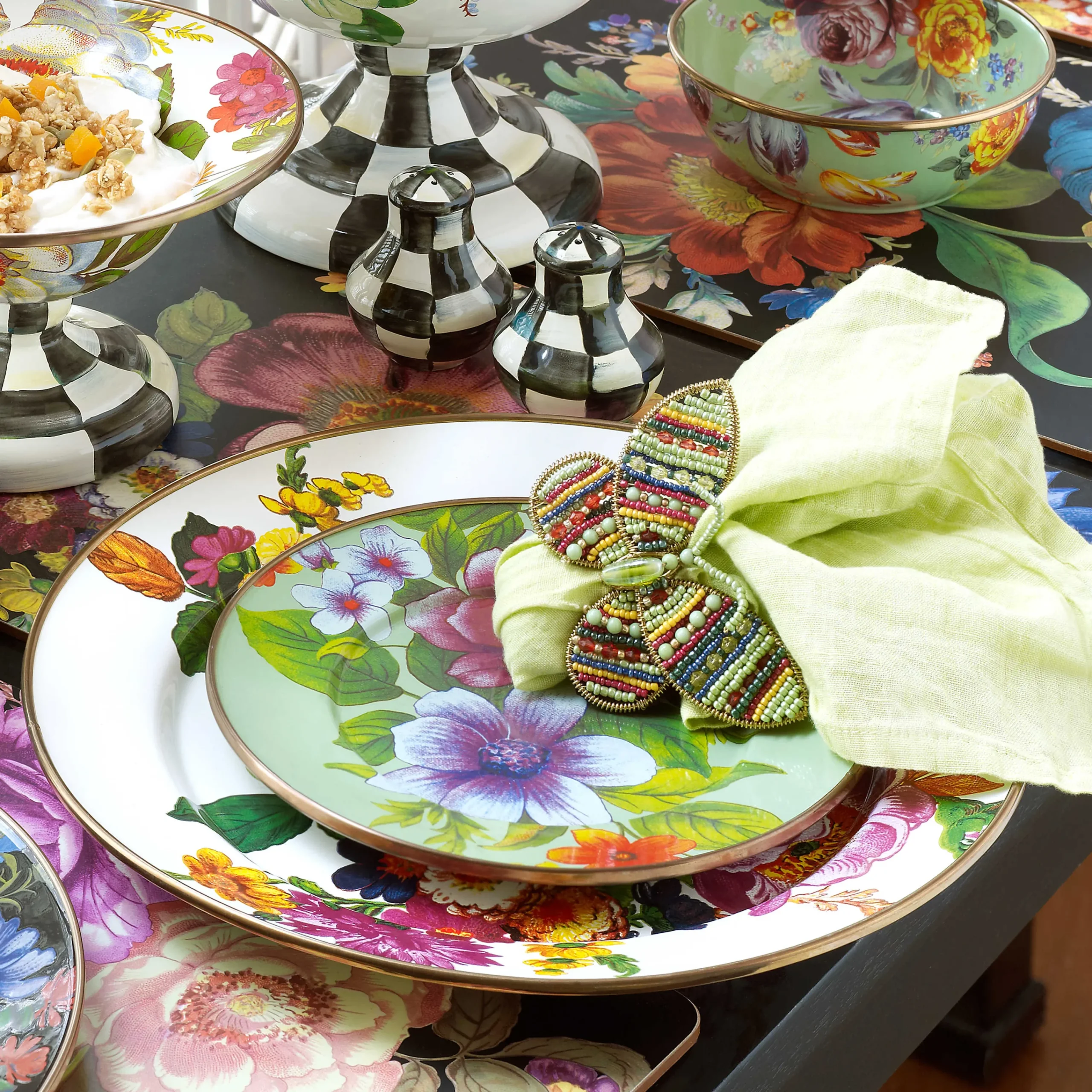 MacKenzie-Childs White Flower Market Charger/Plate| Dinnerware & Flatware