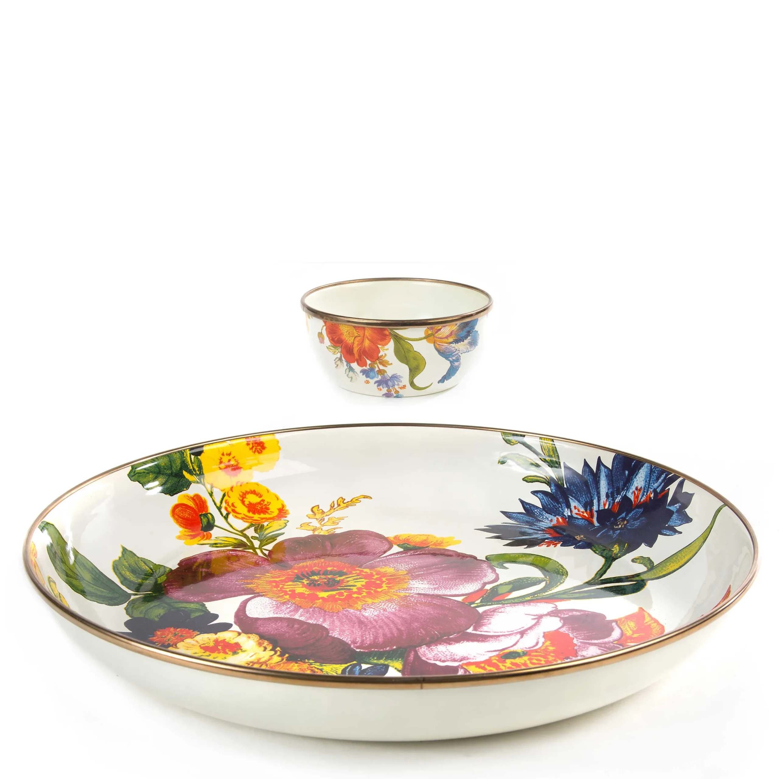 MacKenzie-Childs White Flower Market Chip Dip Set| Kitchen & Dining Sets|Serveware