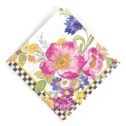MacKenzie-Childs White Flower Market Cocktail Paper Napkins| Bar Entertaining