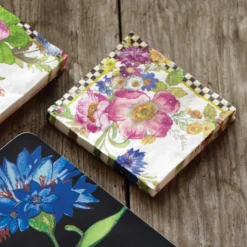 MacKenzie-Childs White Flower Market Cocktail Paper Napkins| Bar Entertaining