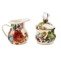 MacKenzie-Childs White Flower Market Creamer  Sugar Bowl Set| Kitchen & Dining Sets|The Coffee Shop