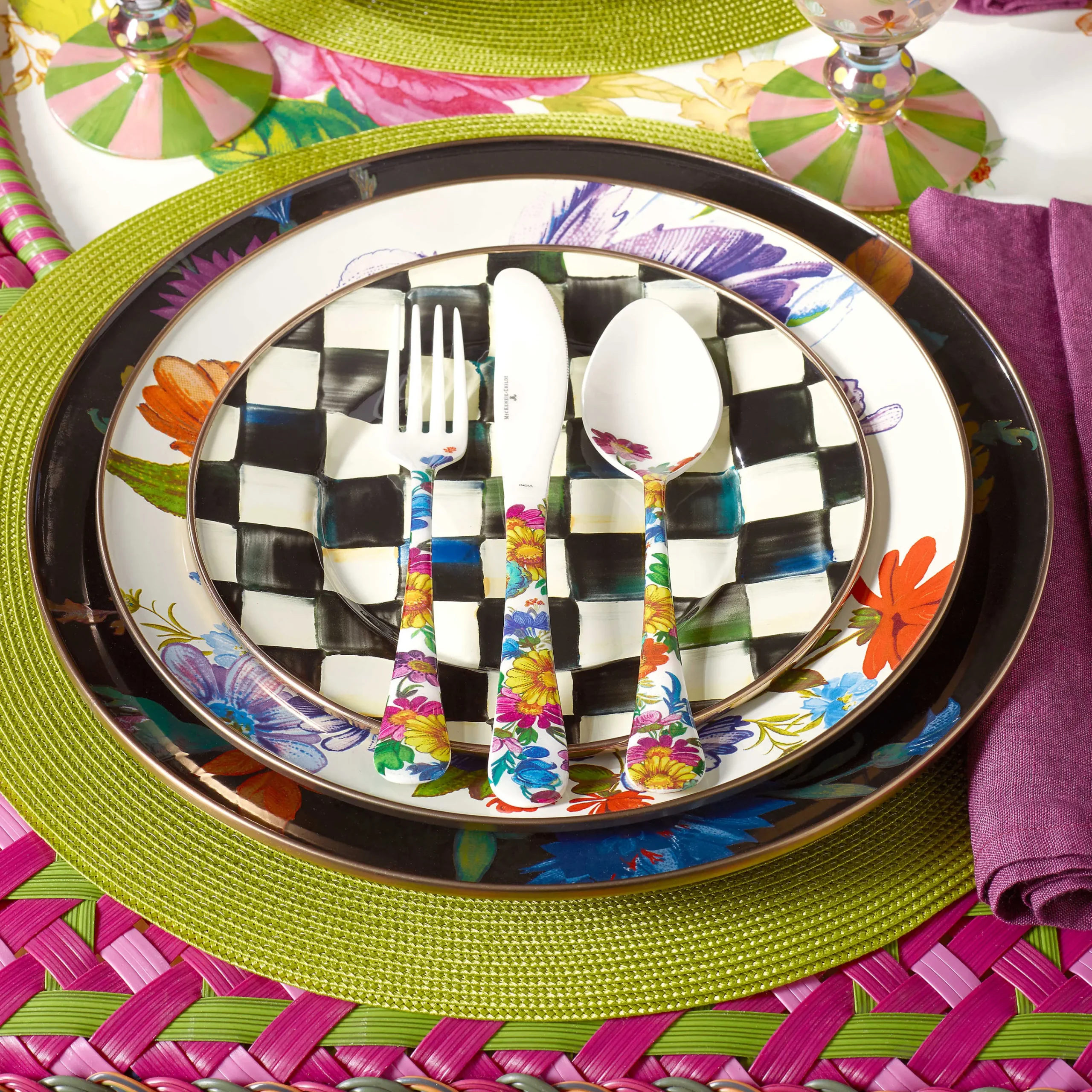 MacKenzie-Childs White Flower Market Dinner Plate| Dinnerware & Flatware