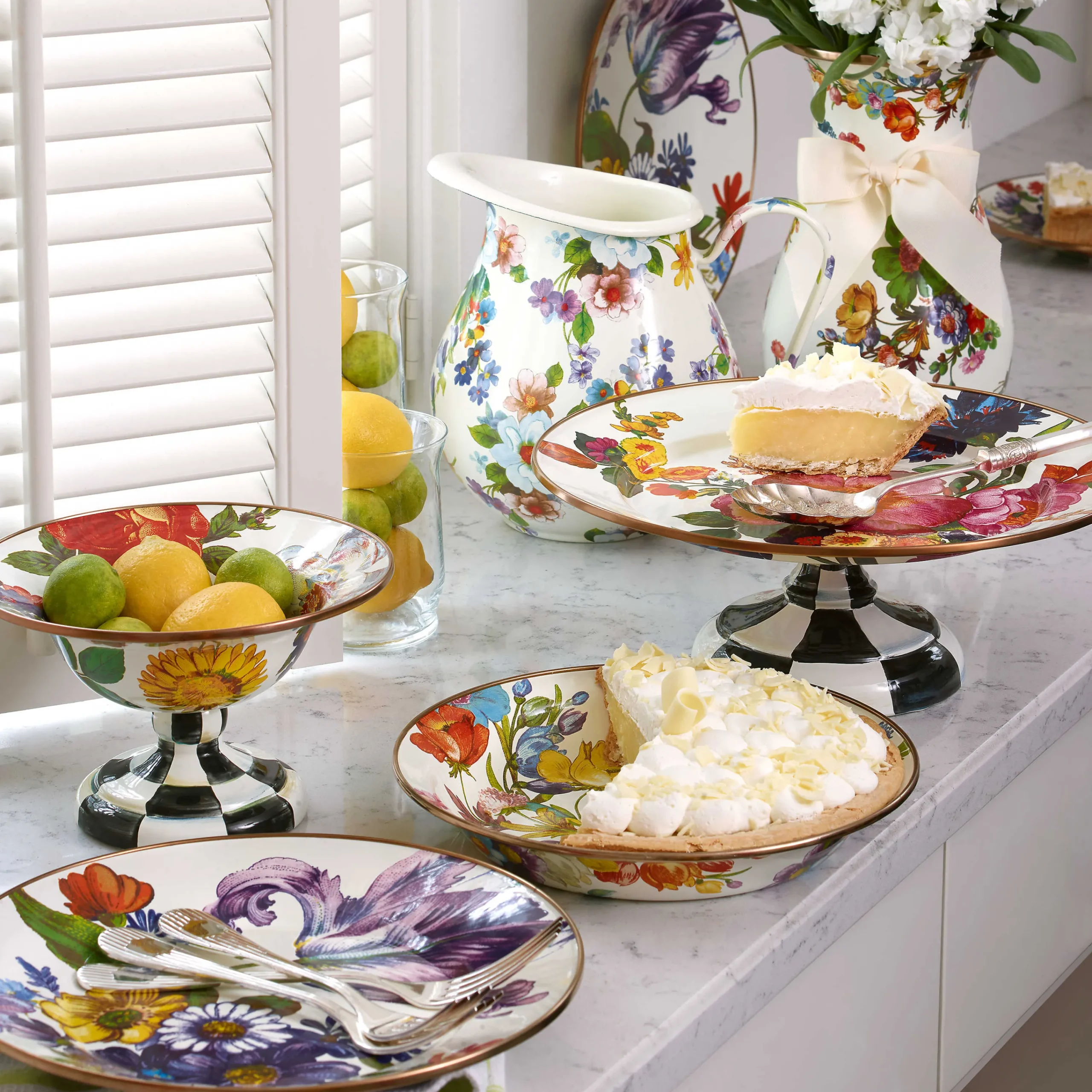 MacKenzie-Childs White Flower Market Dinner Plate| Dinnerware & Flatware