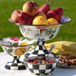 MacKenzie-Childs White Flower Market Large Compote| Serveware