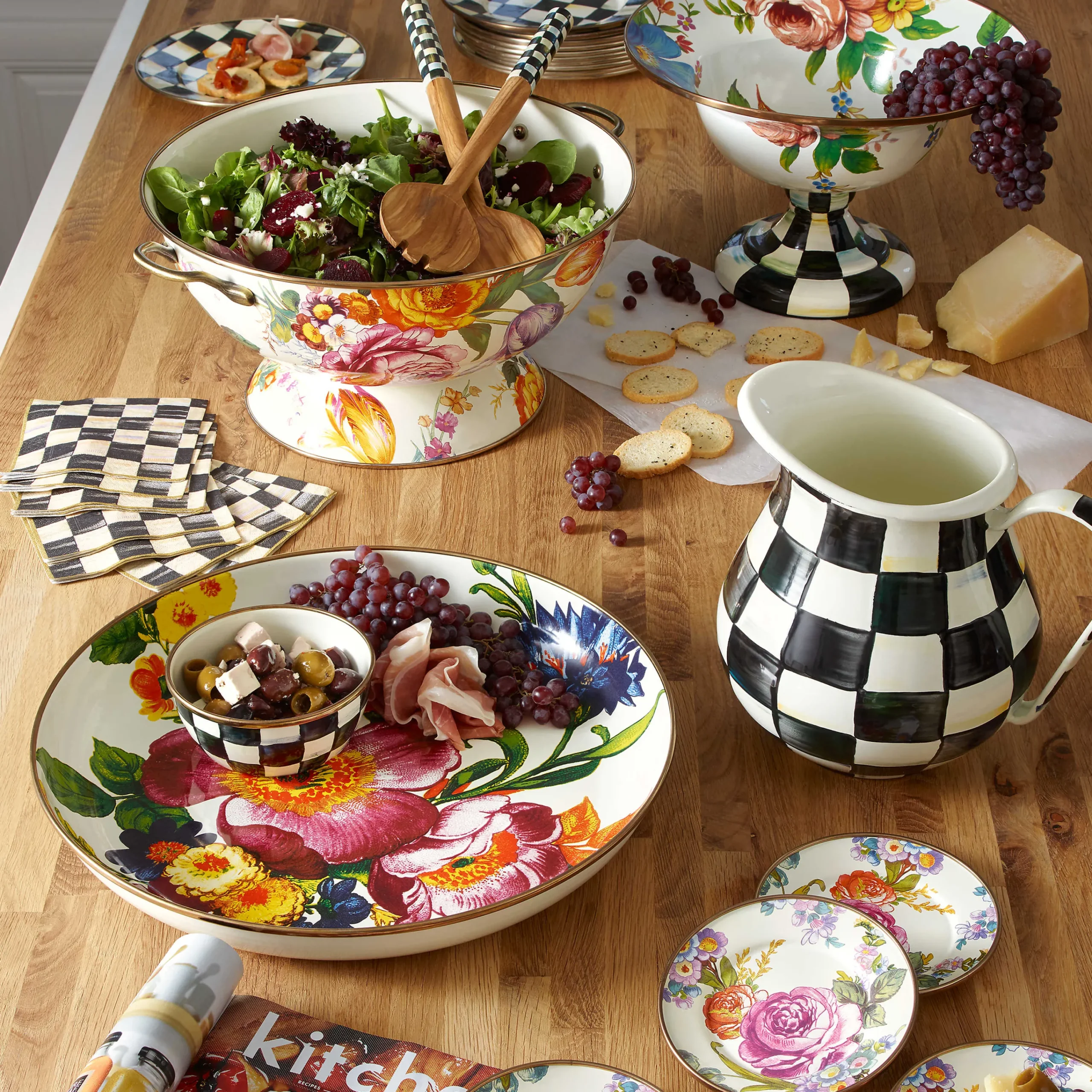 MacKenzie-Childs White Flower Market Large Compote| Serveware