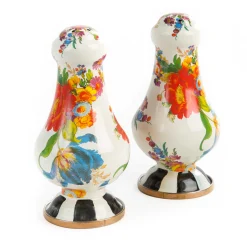 MacKenzie-Childs White Flower Market Large Salt Pepper Shakers| Table Accessories|Serveware